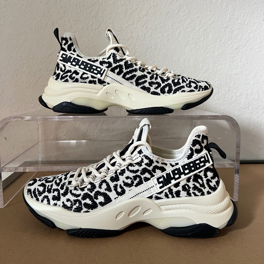 Steve Madden Maxima Knit Leopard Print Sneakers Style MAX108S1– Women's Size 11M - Picture 2 of 9
